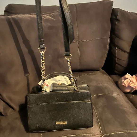 Nine West Black Crossbody Bag with Gold Accents - Picture 2 of 9